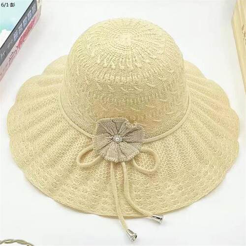 中老年可折叠遮阳帽女士2025夏天新款凉帽太阳帽防晒妈妈花朵盆帽 - 图0