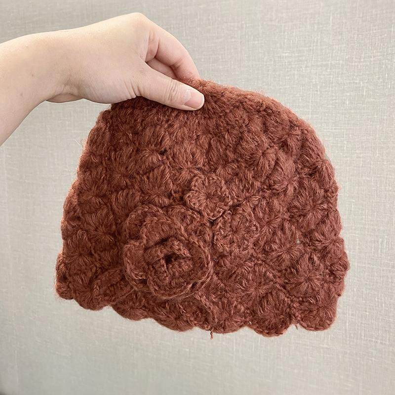 手工钩织立体花朵包头帽子秋冬季新款时尚优雅百搭针织套头帽子女,淘宝优惠券,粉丝福利购,淘宝优惠卷