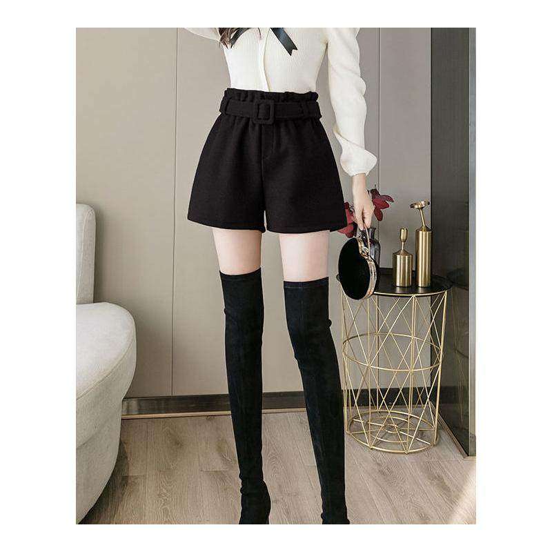 毛呢短裤女松紧腰年秋冬a字高腰阔腿休闲冬季外穿呢子靴裤潮漂亮,淘宝优惠券,粉丝福利购,淘宝优惠卷