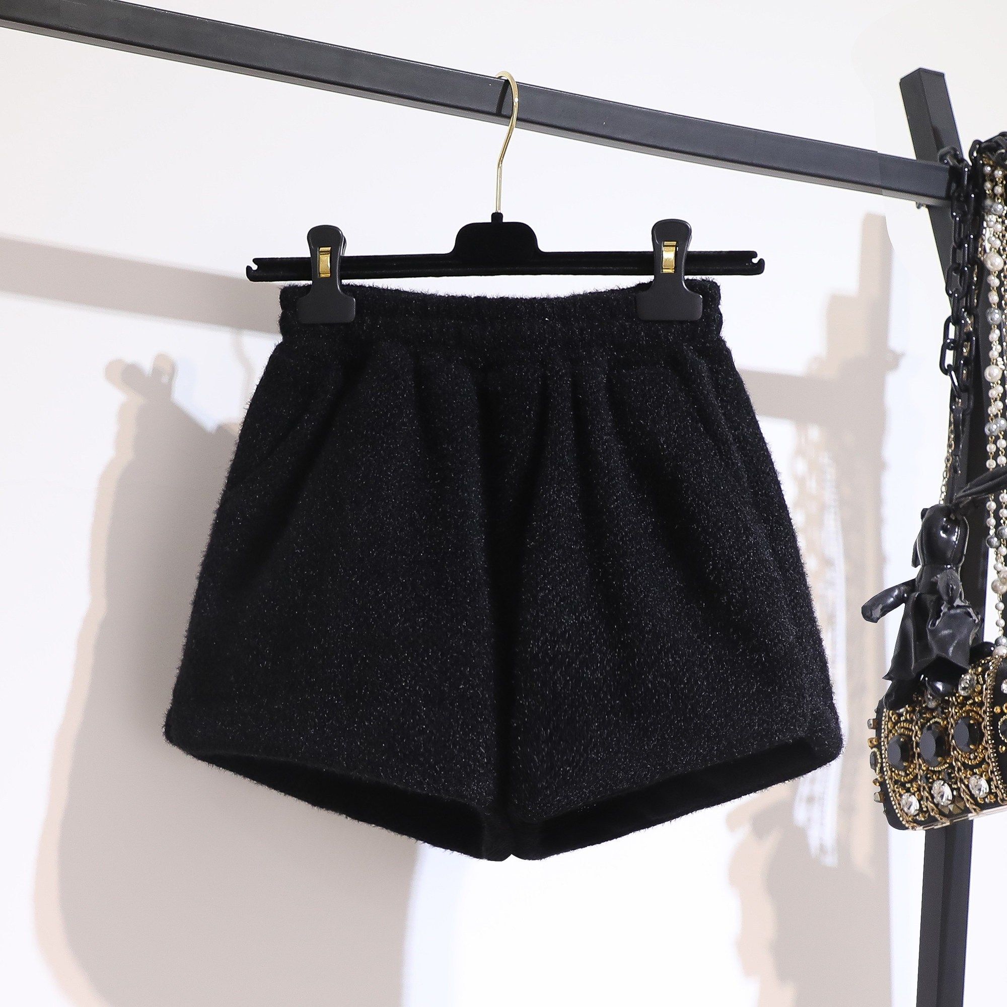 大码毛线针织仿水貂绒短裤女春季2026年新款高腰时尚外穿打底靴裤,淘宝优惠券,粉丝福利购,淘宝优惠卷