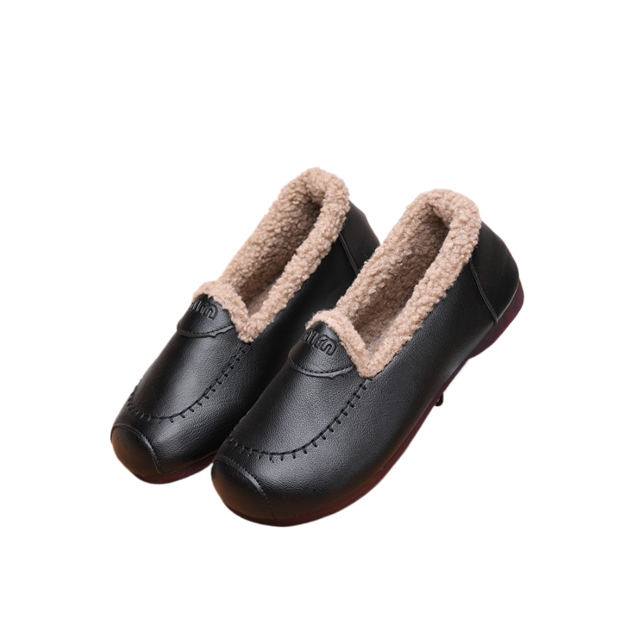 外穿一脚蹬豆豆鞋冬季新款加绒保暖皮面妈妈棉鞋平底休闲毛毛鞋女,淘宝优惠券,粉丝福利购,淘宝优惠卷