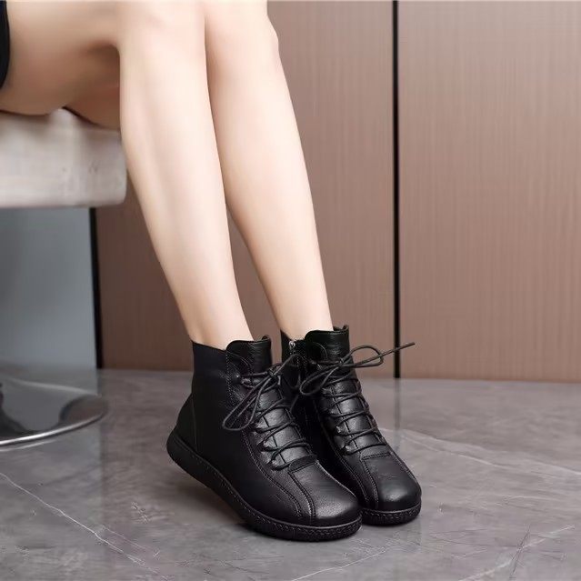 休闲短靴保暖加绒平底防滑皮鞋女冬季中老年大棉鞋高帮软底雪地靴,淘宝优惠券,粉丝福利购,淘宝优惠卷