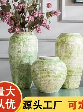景德镇陶瓷花客厅插花摆件台面花田园风小清新手工粗陶花器