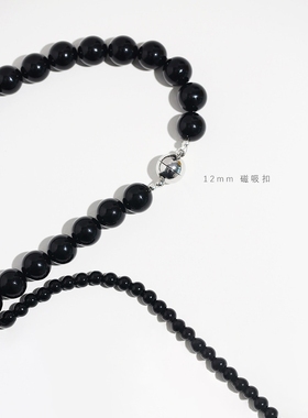 黑玛瑙纯银串珠男女项链锁骨链