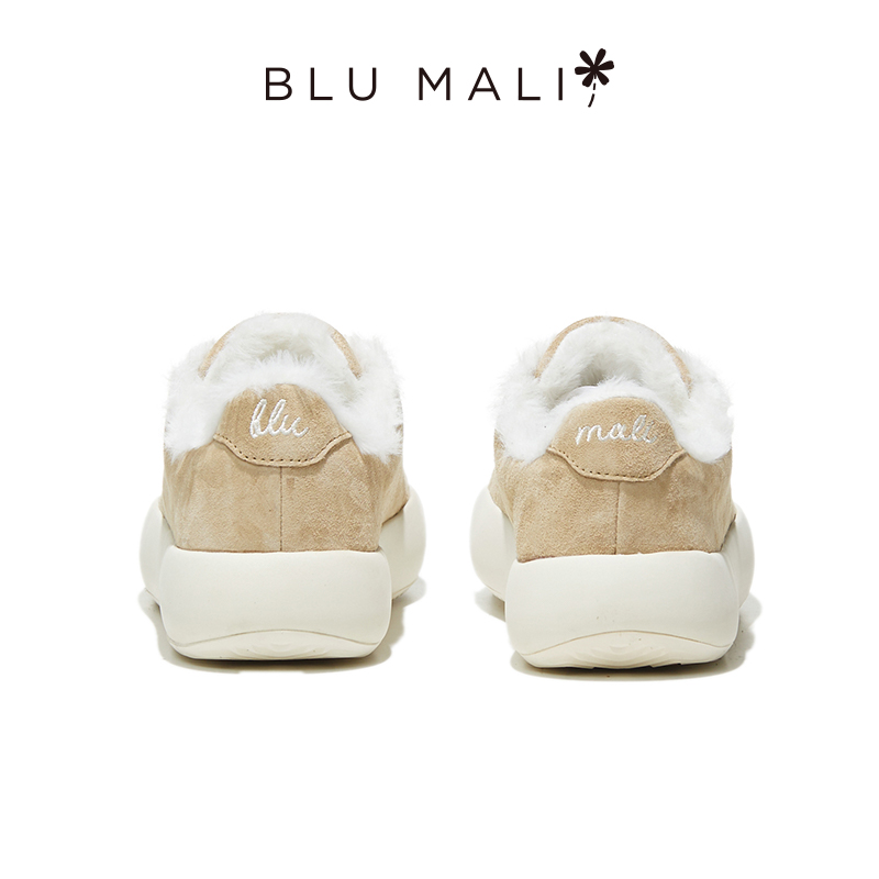 Blu Mali秋冬板鞋新款厚底加绒休闲运动板鞋时尚毛毛鞋