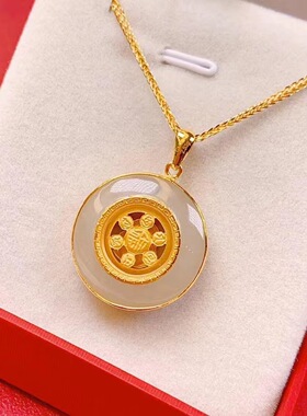 高仿沙金时来运佛平安扣锁骨链