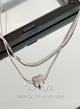 欧美ins冷淡风爱心蛇骨锁骨链