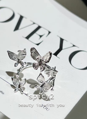 新中式清冷感蝴蝶开口戒立体蝴蝶