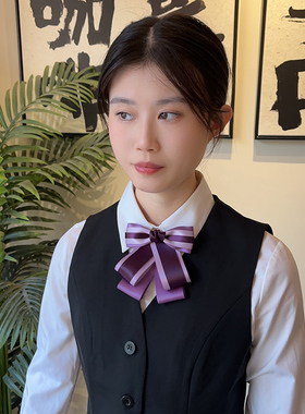 银行领花头花紫色领结盘头发网兜