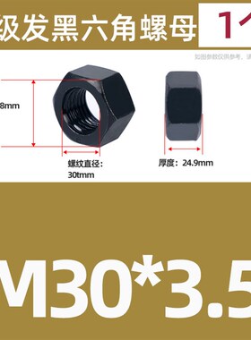 高强度发黑六角螺母GB6170黑色8级10级12级六角螺丝帽大全M5-M48