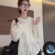 Korean long-sleeved polka-dot shirt for women, spring and summer Korean casual shirt, fashionable, loose, flesh-covering, slim-fitting shirt