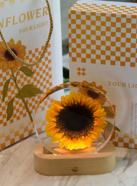 向日葵标本树脂摆件永生花夜灯