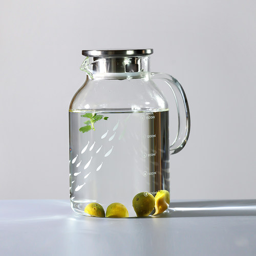 加厚耐热玻璃冷水壶 家用大容量高硼硅玻璃凉水壶带刻度凉开水壶 - 图2