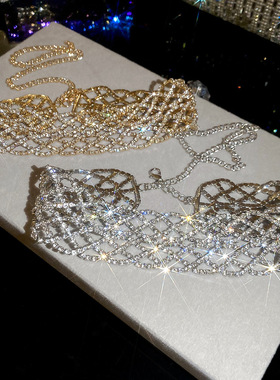 冷淡风轻奢镶钻镂空锁骨链女