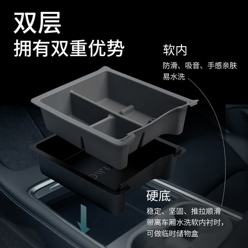 Jowua 特斯拉透光中控储物盒车载收纳盒箱适用modelY/3改装配件 - 图1