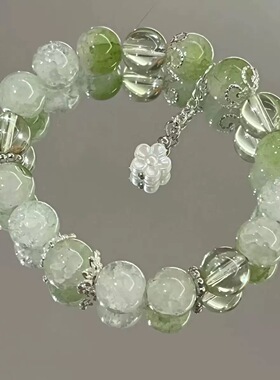 现货热销爆款中式复古平安锁手链女ins碎珠甜美手串学生搭手饰女