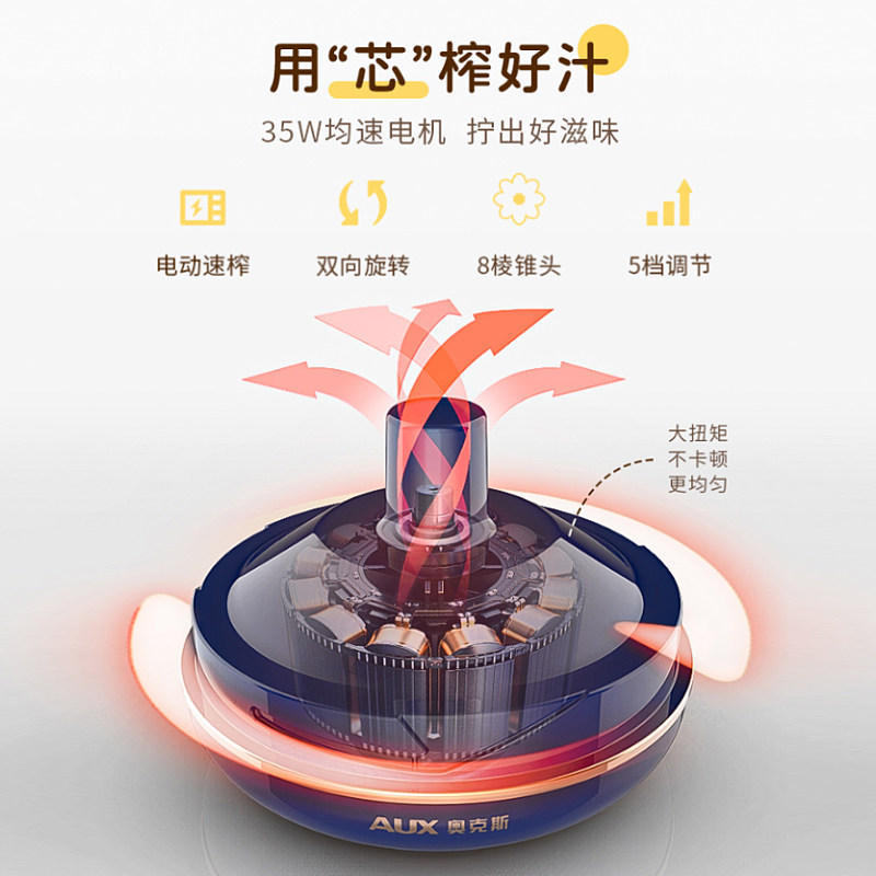 奥克斯汁渣分离家用榨水果汁压榨器 奥克斯劲辉冬华榨汁机