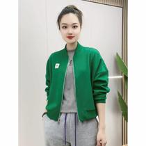 Korean Version Fashion Vertical Collar Casual Green Baseball Suit Women Spring Autumn New Loose Short And Short Jacket Sports Jacket Cardiovert