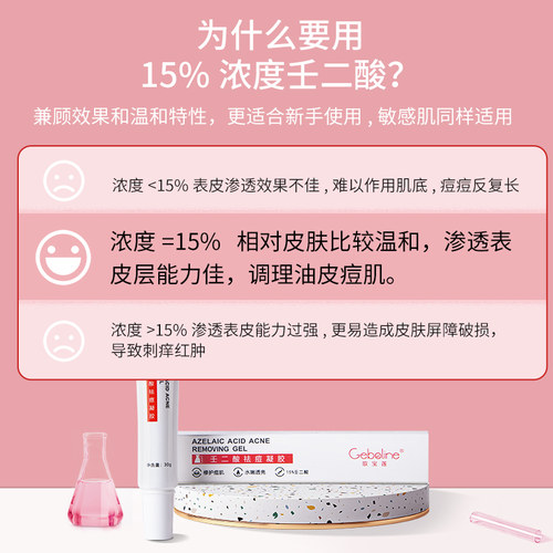 歌宝莲15%壬二酸祛痘凝胶淡化任二酸痘印收缩毛孔精华修复凝露 - 图0