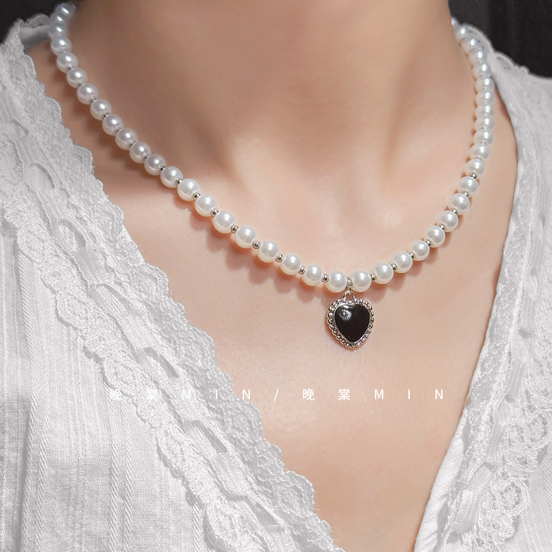 晚棠MIN 气质珍珠款爱心项链轻奢小众精致颈链锁骨链小香风配饰,淘宝优惠券,粉丝福利购,淘宝优惠卷