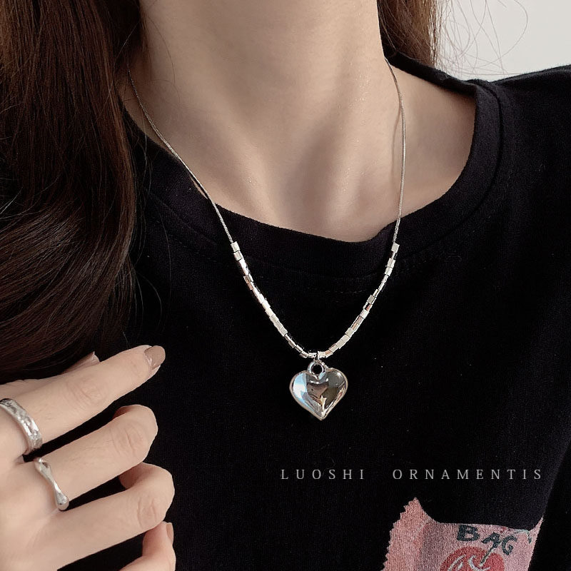 冷淡风立体爱心高级感女卫衣链子 洛十项链
