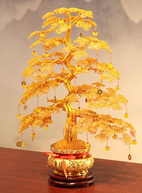 发财树纯手工编织摇钱树工艺品家居装饰乔迁新居开业礼物摆件