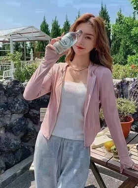 防晒衣女夏季修身显瘦透气防晒服遮阳原纱防紫外线冰丝连帽外套