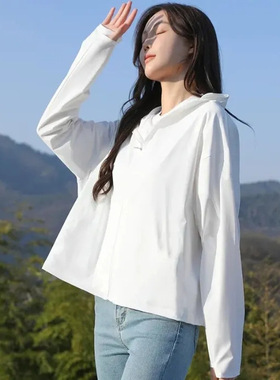冰丝防晒衣女款2023新款透气百搭轻薄外套户外遮阳宽松开衫防晒