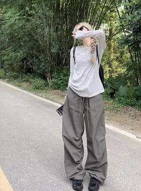 软糯微透防晒长袖T恤女2025夏宽松薄款圆领罩衫简约清凉高级上衣