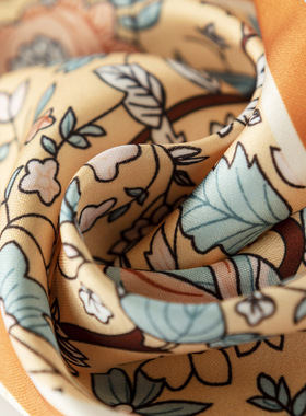 英伦复古印花长条仿真丝细窄长条小丝巾春夏薄款优雅碎花飘带