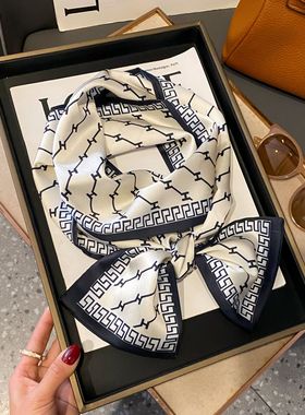 时尚百搭小长巾新款长条丝巾韩版外搭装饰领巾高级感丝巾简约