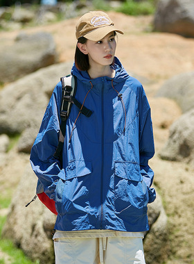 美式潮流户外工装情侣防晒衣UPF50+薄款宽松透气防紫外线夹克