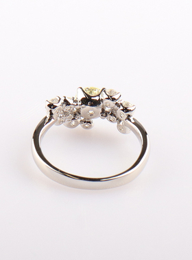 中古「95新」日本进口商品圆形切工黄钻铂金900戒指50号复古RECLO