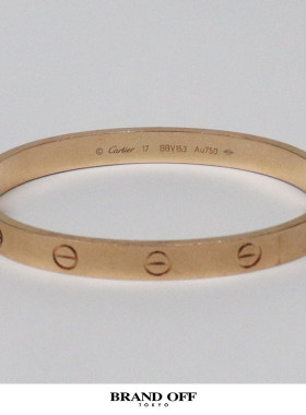 「9.5新」Cartier(卡地亚)LOVE宽版手镯750玫瑰金17号B6035600