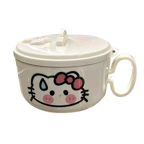 恺蒂猫泡面碗304不锈钢大容量可沥水带盖可爱ins风学生女食堂饭盒 - 图3