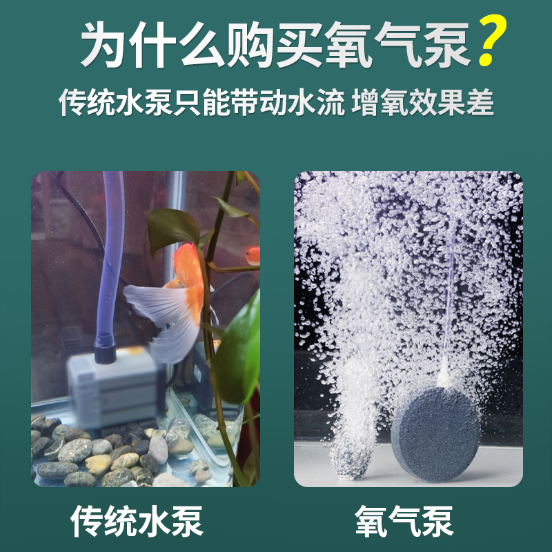 小型鱼缸氧气泵超静音增氧泵器养鱼打氧机调节家用充氧机气泡石