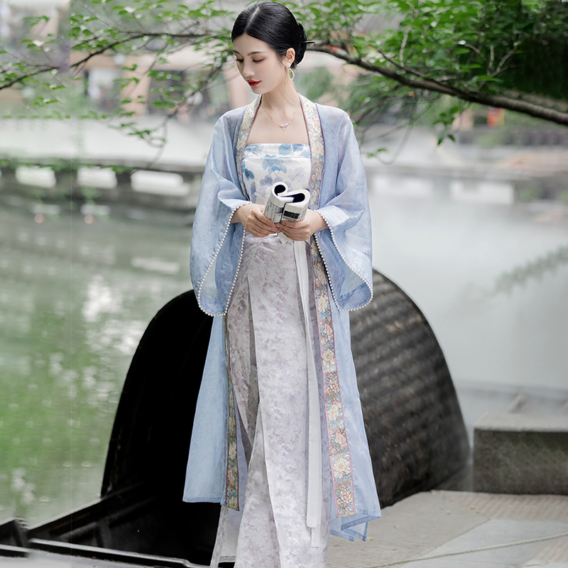 宋制长干寺外背子长旋裙抹胸女汉服 班彤曼汉服