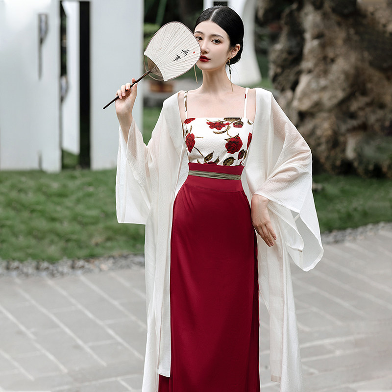 新中式女装宋制女长干寺半袖旋汉服 班彤曼连衣裙