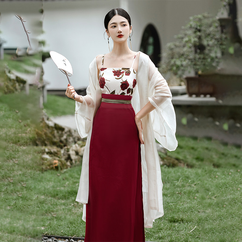 新中式女装宋制女长干寺半袖旋汉服 班彤曼连衣裙