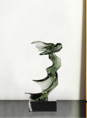 新中式大理石抽象龙头装饰透明树脂雕塑摆件售楼处酒店软装工艺品