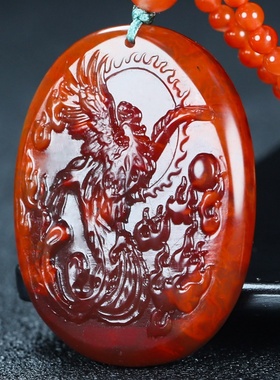 玉思缘男女南红玛瑙朱雀天然吊坠