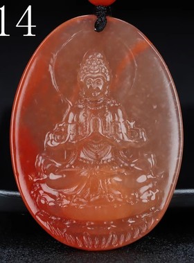 【原矿】正品天然四川凉山南红玛瑙吊坠无胶观音原石挂件男女款