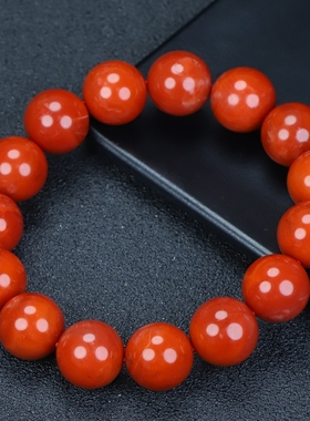 正品天然四川凉山南红玛瑙手链柿子红手串直径约19mm男女款D480号