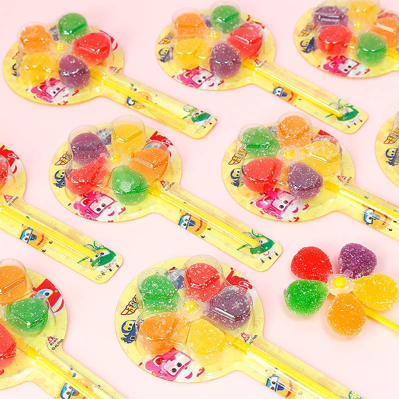 金稻谷风车糖五彩旋转棒棒糖彩虹橡皮软糖盒装网红糖果儿童小零食 - 图2