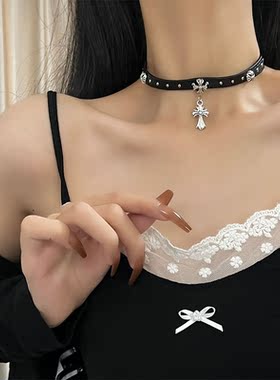 甜酷小众甜酷choker十字架项圈