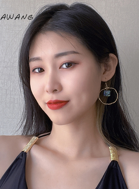 小众复古国潮包金贝母耳环女金环