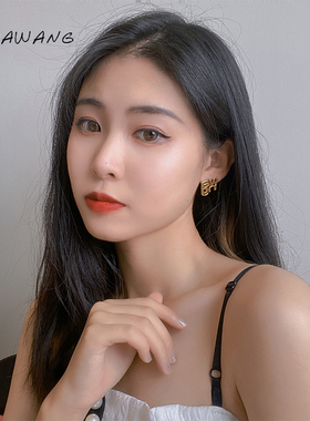 925银针欧美气质港风wang耳钉