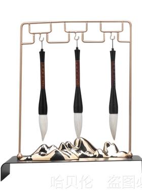 新中式书房毛笔装饰架摆