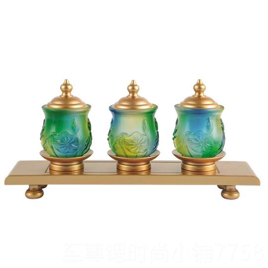 Подлинные цветы Будды, стеклянная рельефная чаша лотоса, дань очищенной воде, чаша для подачи воды, поклонение перед Буддой Гуаньинь