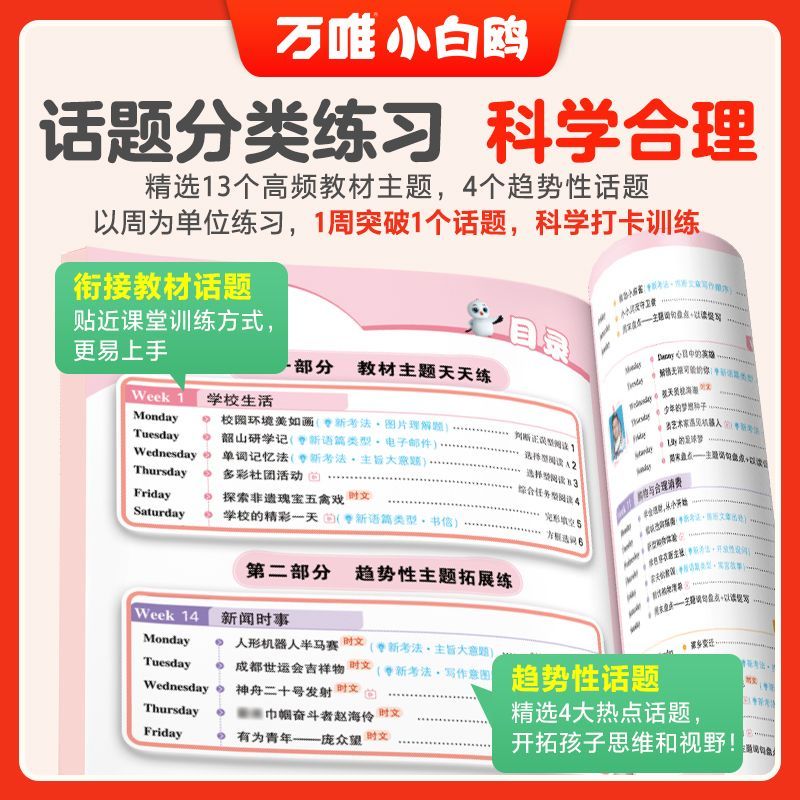 26万唯小白鸥小学英语阅读理解完形填空天天练四五六年级通用版小白鸥官方旗舰店 - 图0